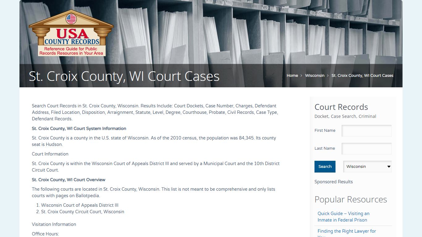 St. Croix County, WI Court Cases | Name Search